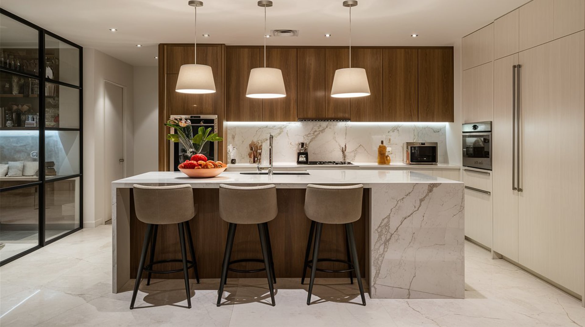 carrelage marbre blanc cuisine