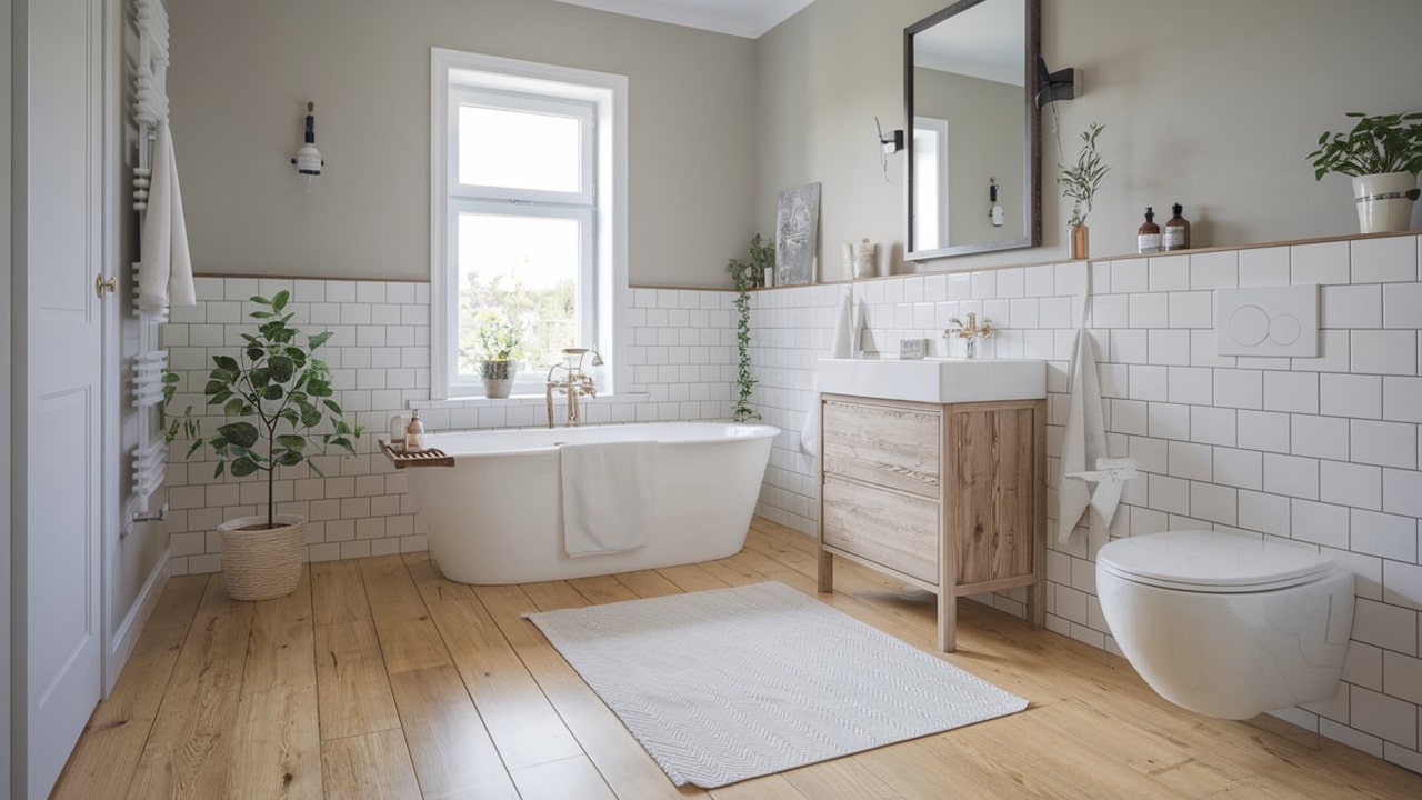 salle de bain carrelage effet parquet