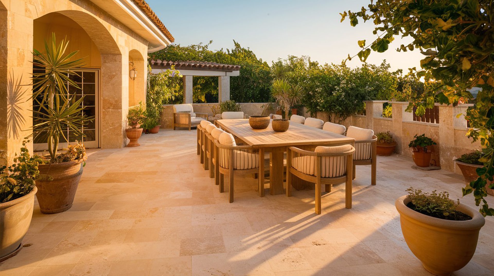 Terrasse en travertin